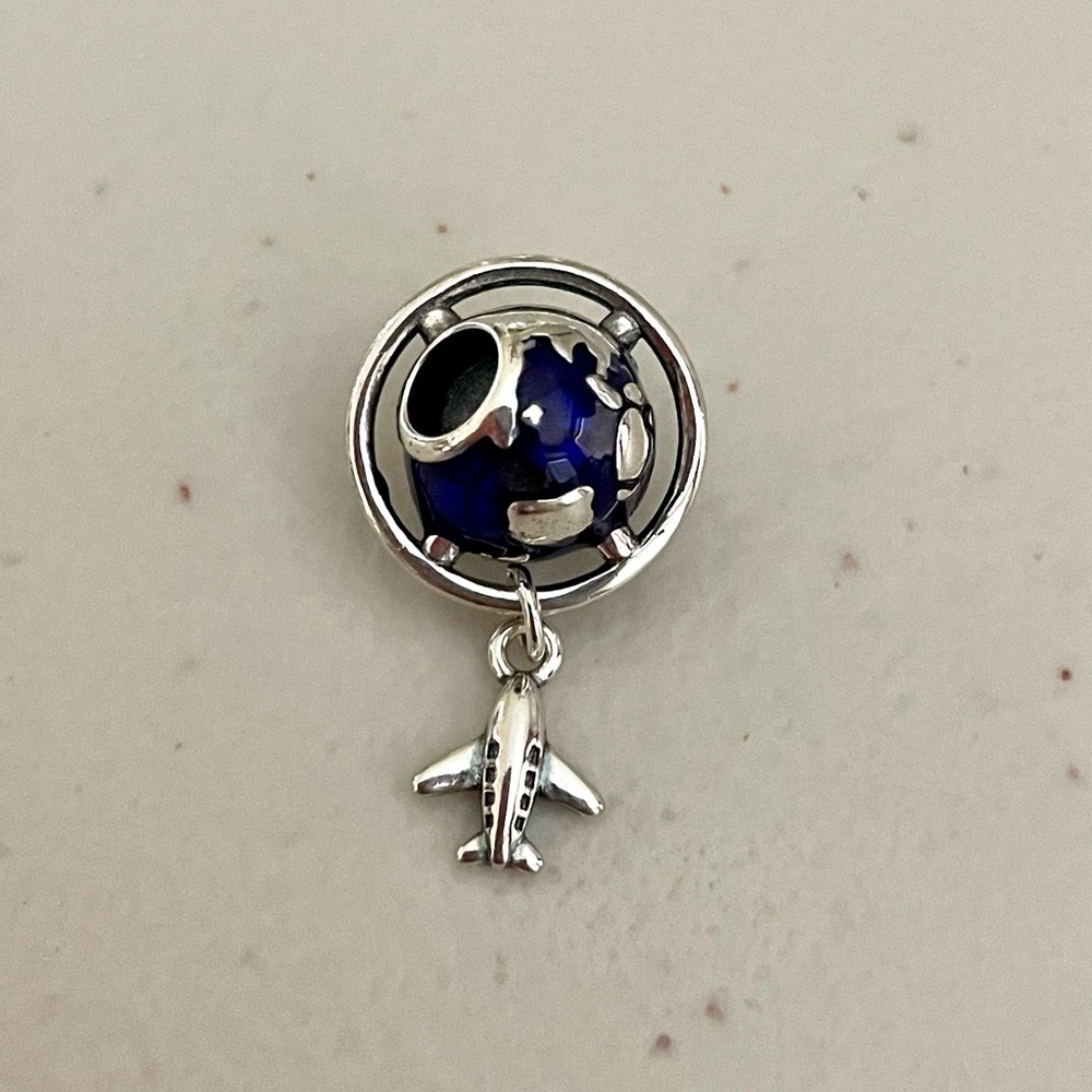 Globe Airplane Bracelet Charm